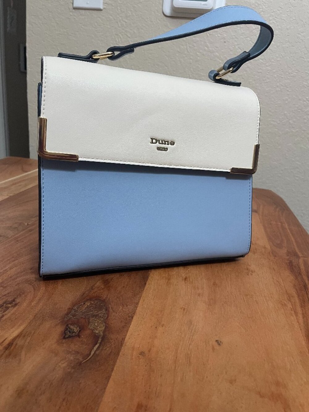 Dune Blue and Cream/White Purse 8x4.5x9.5